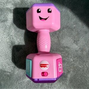Fisher-Price Pink Musical Shake & Play Rattle Toy with sound weight dumbbell
